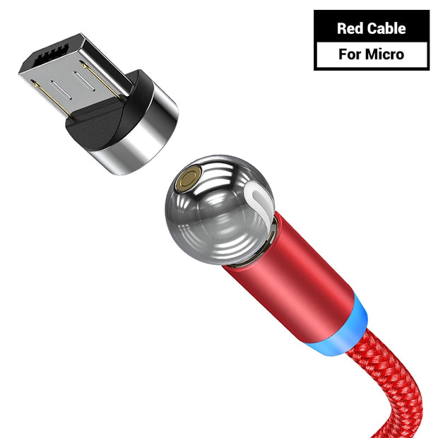 TOPK AM28 360 degree Rotate Magnetic Micro USB Type C Cable LED Magnetic Charging Cable for iPhone 11 Xs Max X 8 7 6