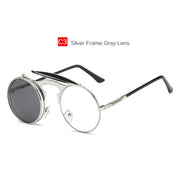 Vintage Round Flip Sun Glasses For Female And Male UV400